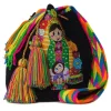 Mochila wayúu con sticker de la Virgen de Guadalupe