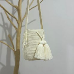 Mochila wayúu blanco hueso mediana