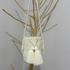 Mochila wayúu blanco hueso mediana