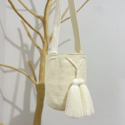 Mochila wayúu blanco hueso grande