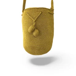 Mochila mostaza claro mediana con hilo de seda dorado
